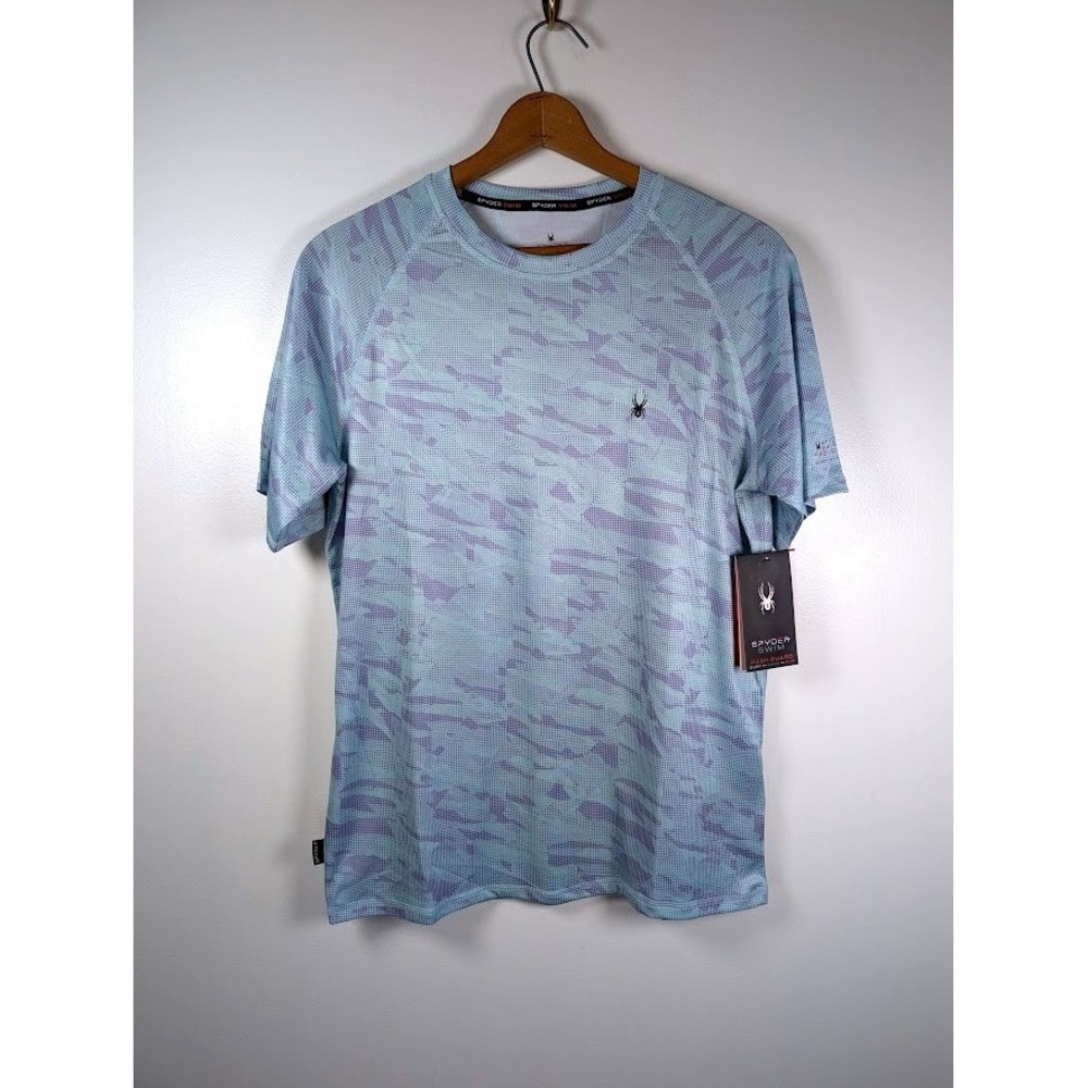 Spyder Men Rash Guard Shirt Size Medium Swim UPF 30+ Outdoors Camo Quick Dry NEW
